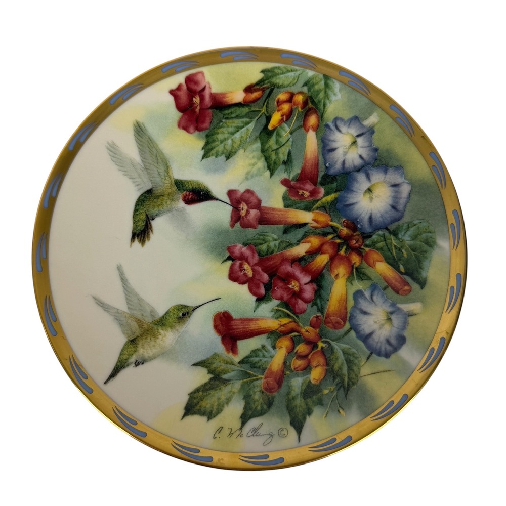 Lenox Jeweled Glory Hummingbird Collector Plate Catherine McClung 1994 Gold Rim